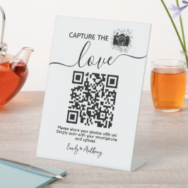 Freigeben des Liebe-Hochzeitungs-Fotos QR-Code-Zei Sockelschild