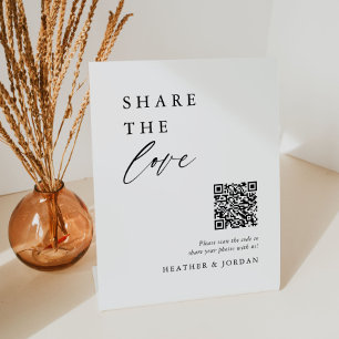 Freigeben des Liebe-Hochzeitungs-Fotos QR-Code-Zei Sockelschild