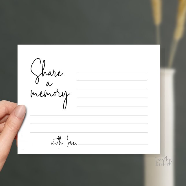 Freigeben einer Gedächtnisfunerservice Moderne Skr Postkarte (Funeral Service, Share a memory or words to the family card in black and white)