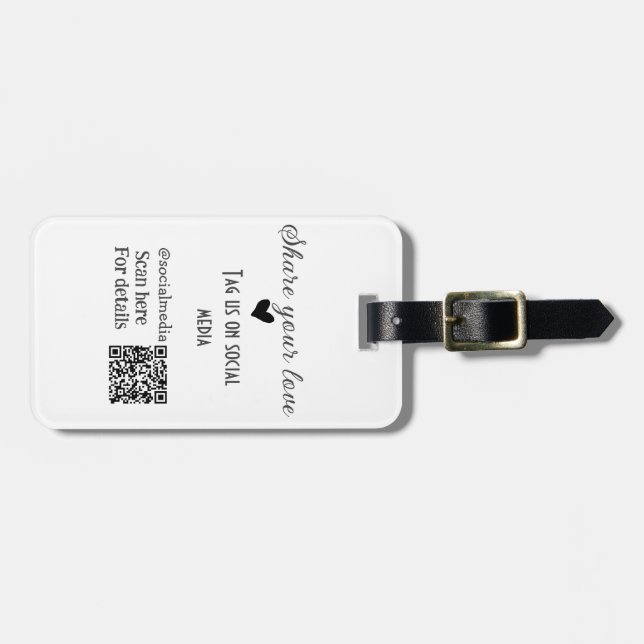 Freigeben Sie Liebe Scan QR-Code hinzufügen sozial Gepäckanhänger (Vorderseite horizontal)