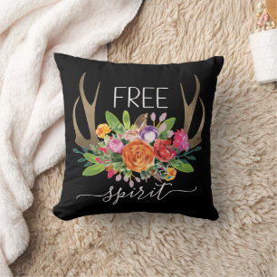 Freigeist Modern Boho Chic Blumen Geweihe Kissen