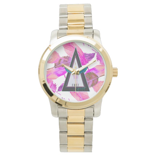 Freigeistiger Flamingo Pnk Federn eWatch Uhr (Vorderseite)