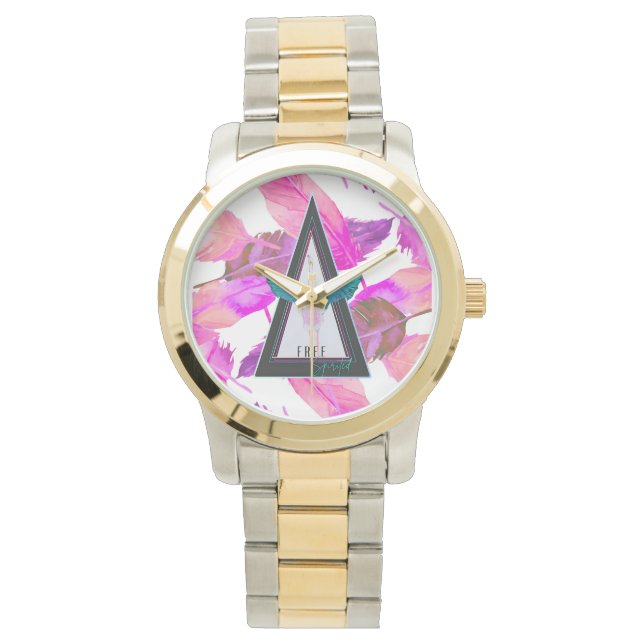 Freigeistiger Flamingo Pnk Federn eWatch Uhr (Vorderseite)