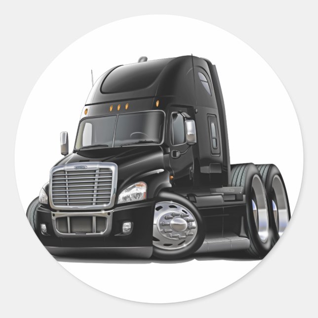 Freightliner Cascadia Black Truck Runder Aufkleber (Vorderseite)