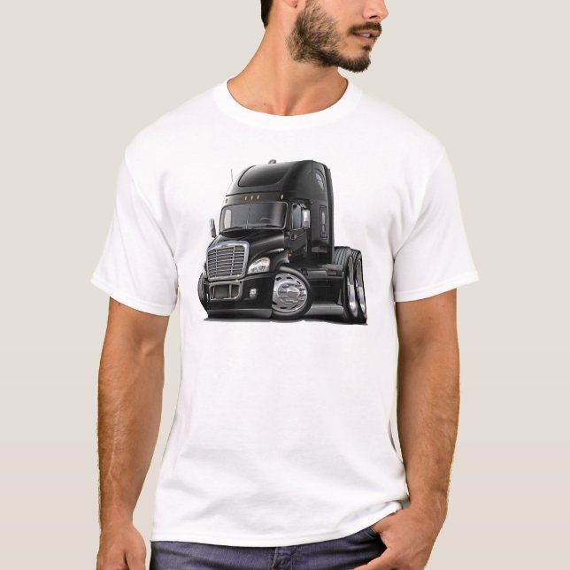 Freightliner Cascadia schwarzer LKW T-Shirt (Vorderseite)
