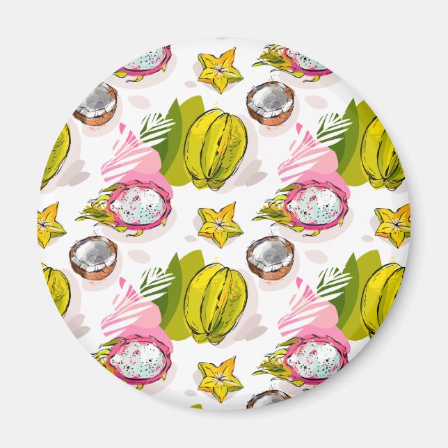 Freihandtexturiertes Fruchtmuster Magnet (Vorne)