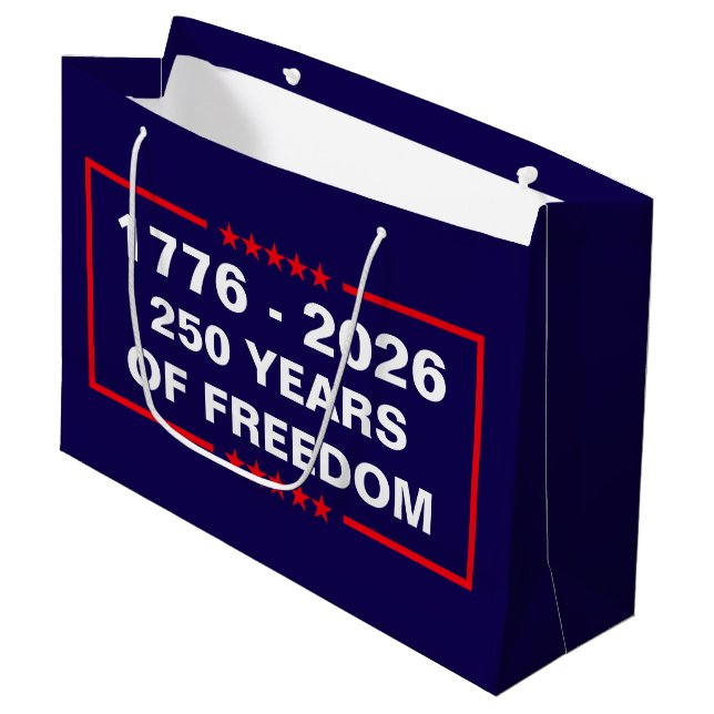 Freiheit 1776-2026 große geschenktüte (Vorderseite Schrägansicht)
