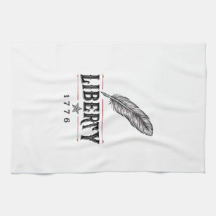 Freiheit 1776 Patriotischer Feder-Vektor-Design_1 Geschirrtuch