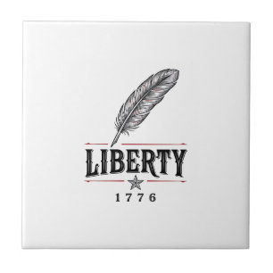 Freiheit 1776 Patriotischer Feder-Vektor-Entwurf_1 Fliese