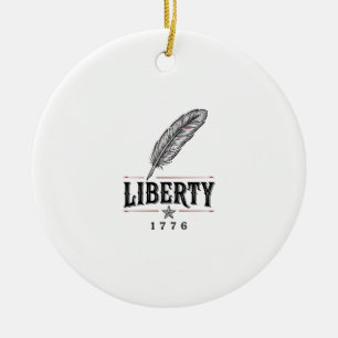 Freiheit 1776 Patriotischer Feder-Vektor-Entwurf_1 Keramik Ornament