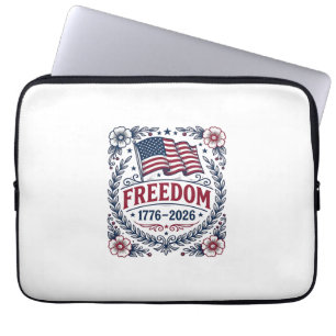 Freiheit 1776 Patriotischer Vintage-Flagge Blumenh Laptopschutzhülle