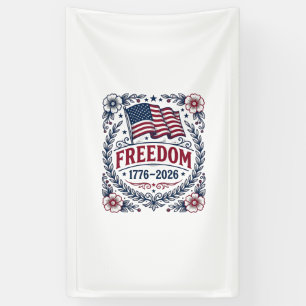 Freiheit 1776 Patriotischer Vintage-Flagge Floral- Banner