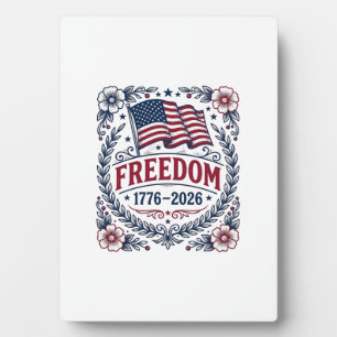 Freiheit 1776 Patriotischer Vintage-Flagge Floral- Fotoplatte