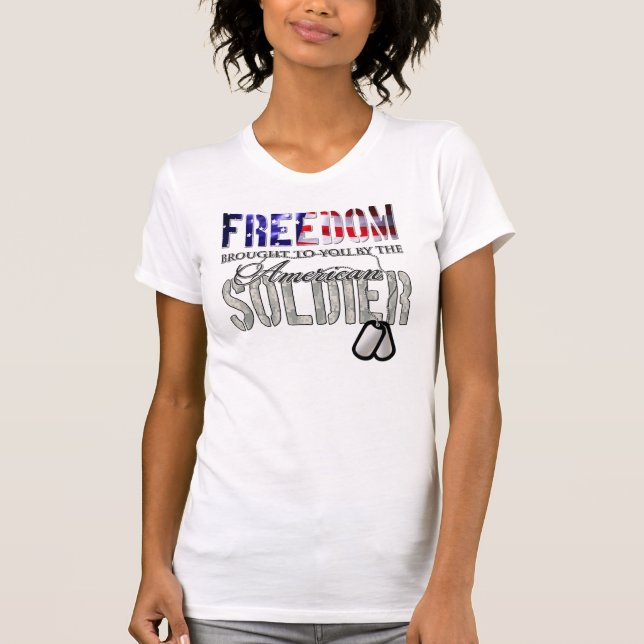 Freiheit Brough zu Ihnen durch den amerikanischen T-Shirt (Vorderseite)