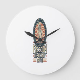 Freiheit Demokratie Wahrheit Vintage Patriotisches Große Wanduhr