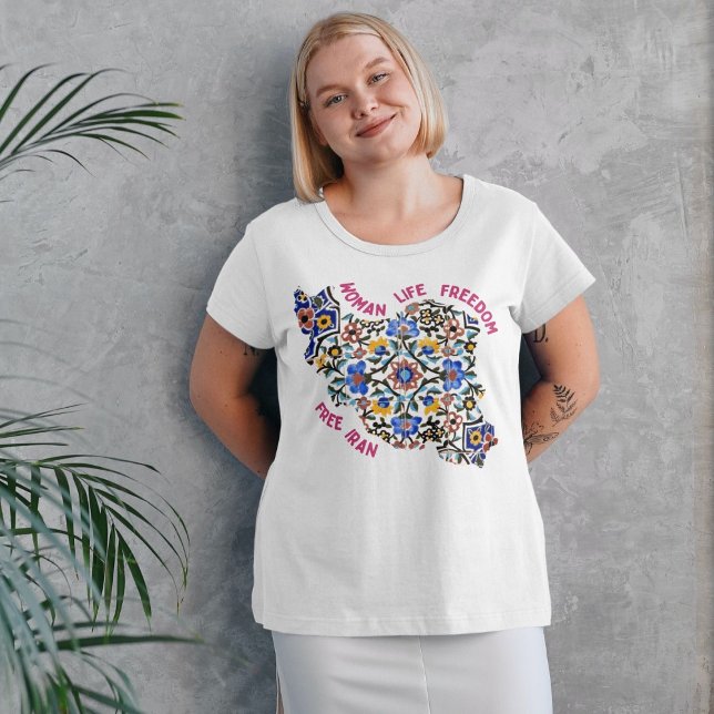 Freiheit der Frau | Iranische Geschenke von Persia T-Shirt (Woman Life Freedom | Persian Tiles Red T-Shirt)
