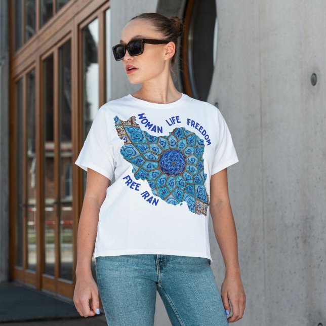 Freiheit der Frau | Persian Minakari Blue T-Shirt (Woman Life Freedom | Persian Minakari Blue T-Shirt)