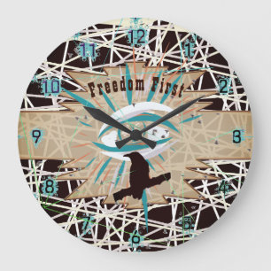 Freiheit Erster Wildwestbraun-Rabe  Große Wanduhr