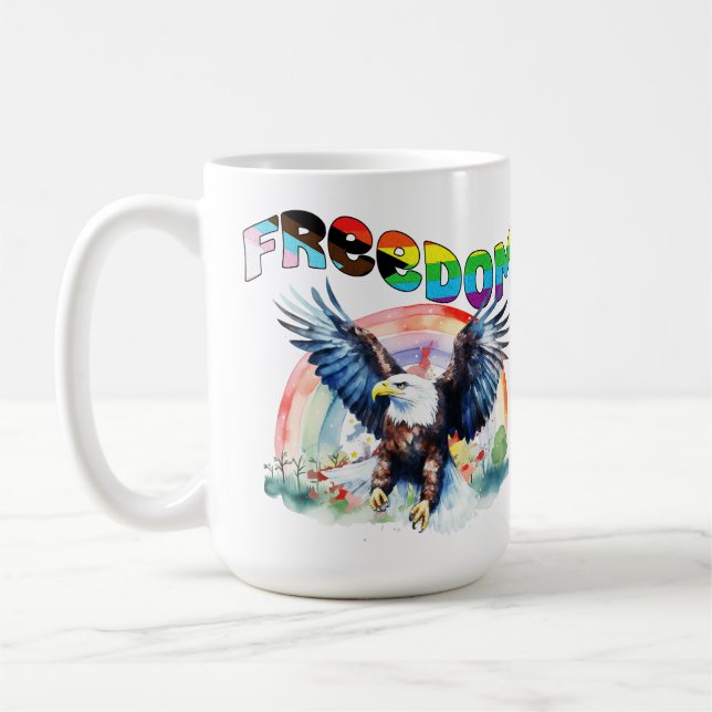 Freiheit - Frohe LGBTQIA+ Pride Kaffeetasse (Links)