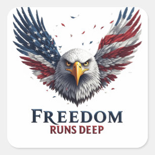 Freiheit geht tief Patriotischer USA-Stolz Aufkleb Quadratischer Aufkleber