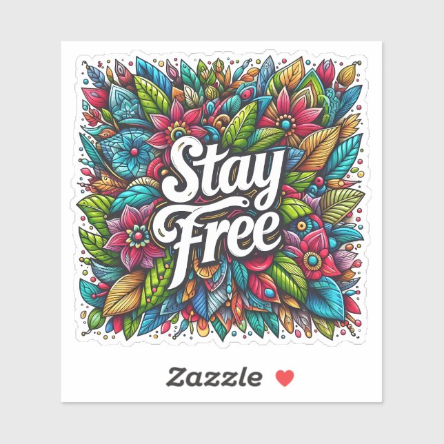 Freiheit in lebendigen Blumendesigns Aufkleber (Blatt)
