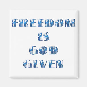 Freiheit ist Gott gegeben, blau Magnet