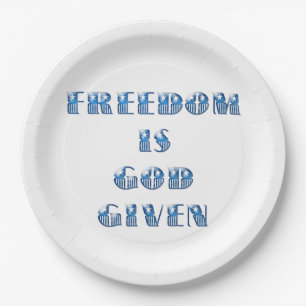 Freiheit ist Gott gegeben, blau Pappteller