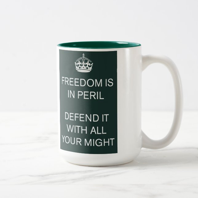 Freiheit ist in der Gefahr verteidigen sie mit Zweifarbige Tasse (Rechts)