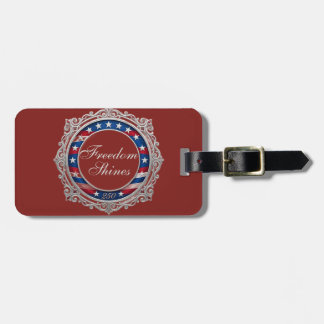 Freiheit leuchtet rot Americana Vintage Silber ver Gepäckanhänger