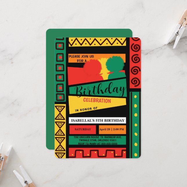 Freiheit nach schwarzer Geschichte Monat Geburtsta Einladung (Vorderseite/Rückseite Beispiel)