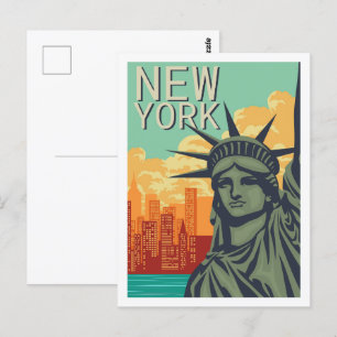 Freiheit New York berühmte Reiseziel-Illustration Postkarte