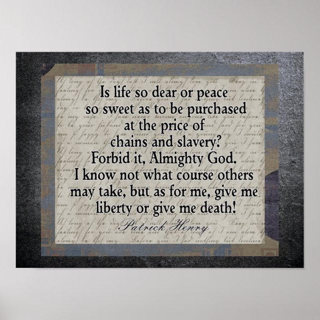 Freiheit oder Tod - Zitat der amerikanischen Revol Poster (Vorne)