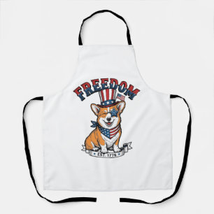 Freiheit Patriotischer Corgi Vintage Gravur T-Shir Schürze