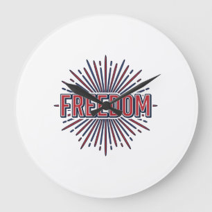 Freiheit Patriotisches Feuerwerk Vektor-Shirt-Desi Große Wanduhr