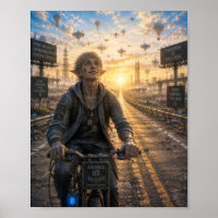 Freiheit / Radfahrer / Leere Autobahn