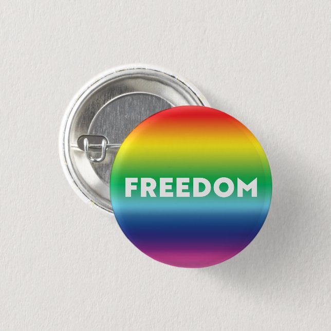 Freiheit Regenbogenverlauf Muster moderne Typograf Button (Vorne & Hinten)