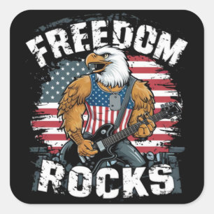 Freiheit rockt patriotisches USA T-Shirt Quadratischer Aufkleber