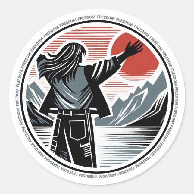 Freiheit Runder Aufkleber (Vorderseite)