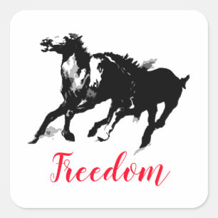 Freiheit Schwarz-weißer Pop Reiten Quadratischer Aufkleber