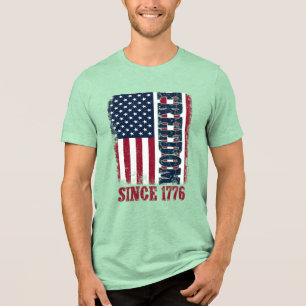 Freiheit seit 1776 Vintage patriotische USA-Flagge Tri-Blend Shirt