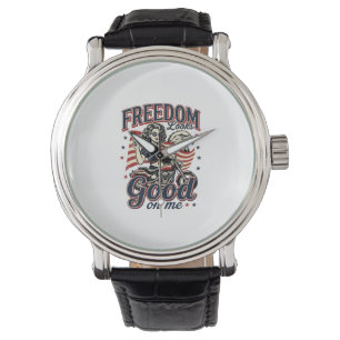 Freiheit sieht gut aus Patriotischer Vintage Adler Armbanduhr