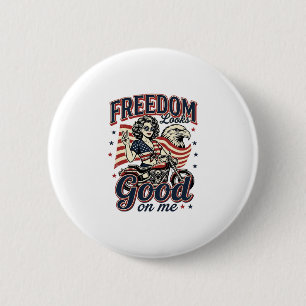 Freiheit sieht gut aus Patriotischer Vintage-Adler Button
