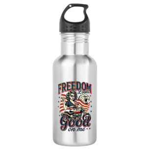 Freiheit sieht gut aus Patriotischer Vintage Adler Edelstahlflasche