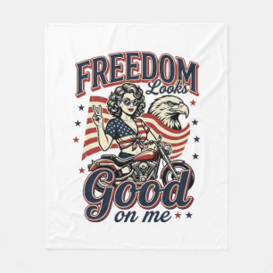 Freiheit sieht gut aus Patriotischer Vintage Adler Fleecedecke