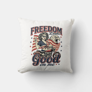 Freiheit sieht gut aus Patriotischer Vintage Adler Kissen