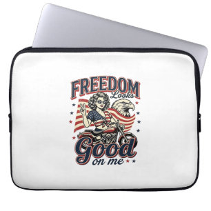 Freiheit sieht gut aus Patriotischer Vintage Adler Laptopschutzhülle