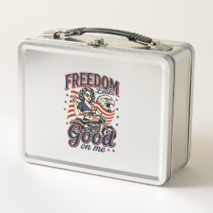 Freiheit sieht gut aus Patriotischer Vintage-Adler Metall Brotdose
