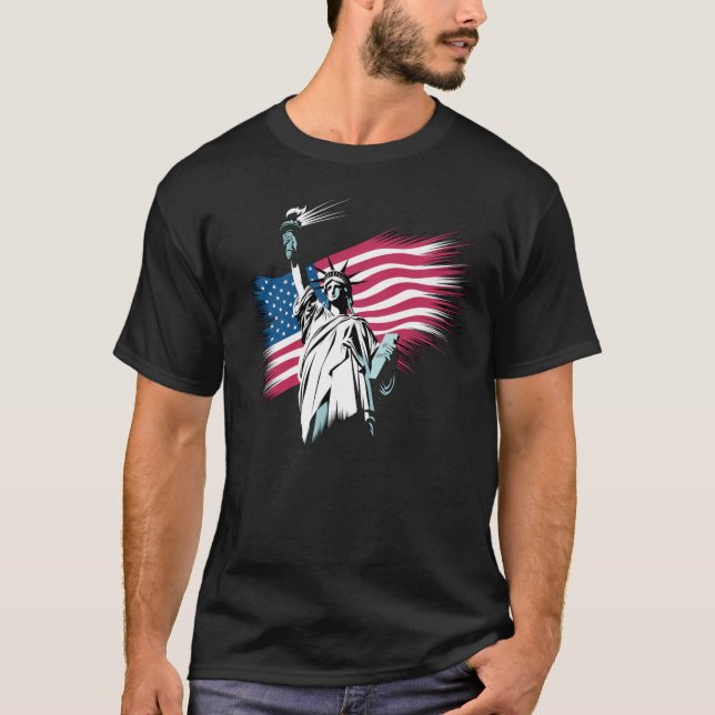 Freiheit und Freiheit: Amerikas Unabhängigkeitspol T-Shirt (Vorderseite)