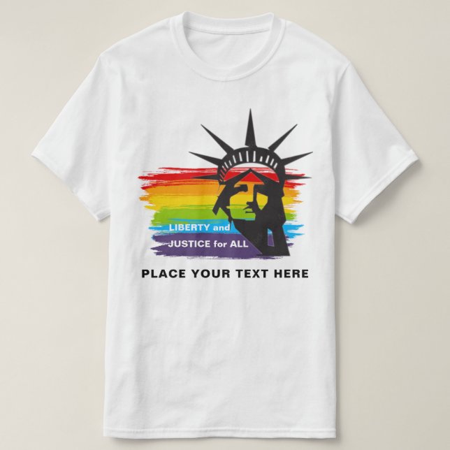 Freiheit und Gerechtigkeit für alle Gay Pride PERS T-Shirt (Design vorne)