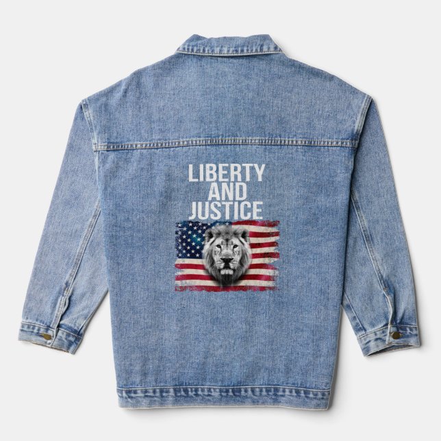 Freiheit und Gerechtigkeit Patriotic USA Vintage F Jeansjacke (Rückseite)